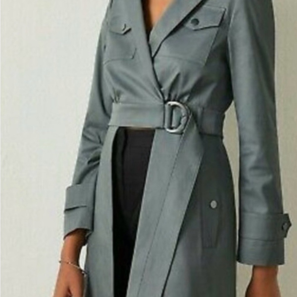 NWT BCBGmax Women's Gray Belted Trench Coat